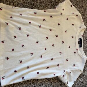 GAP White Tee with Red Mushroom Print